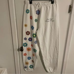 New Unisex Floral Split Design Sweatpants